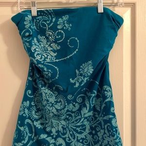 Teal strapless top